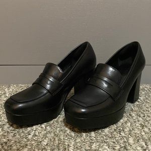 Urban Outfitters Black Heeled Loafers